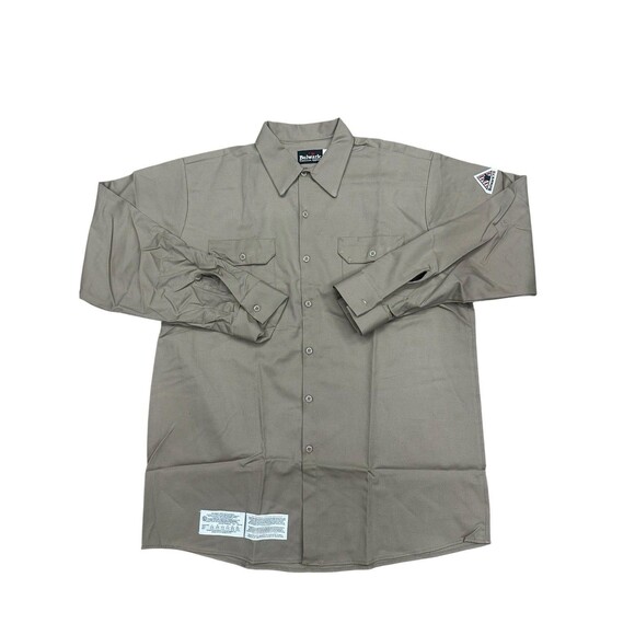 Bulwark Excel FR Mens Flame Resistant Long Sleeve Tan Plaid Uniform Shirt XL-REG - Picture 1 of 2